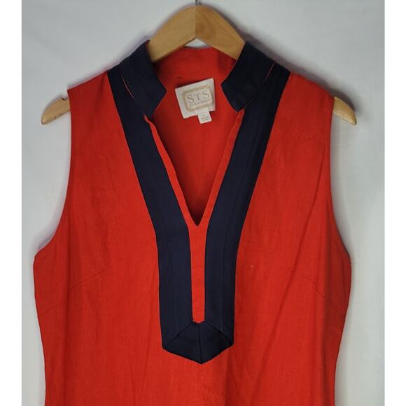Sail to Sable- Women's Red Sleeveless Classic Tunic- 55% Linen- size Large - Picture 2 of 8